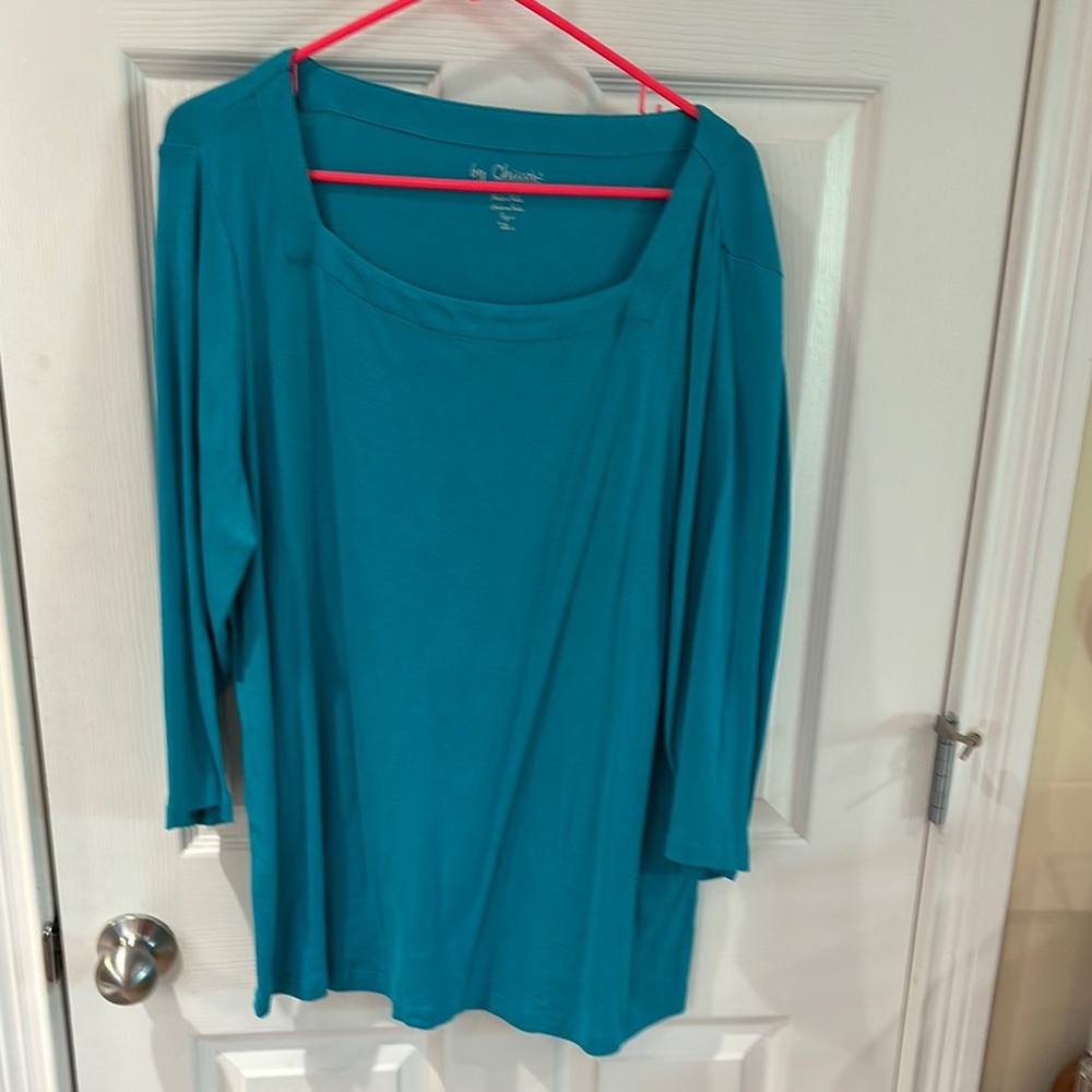 Chico's Turqouise Women's square neck Top